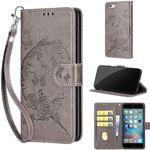 KENHONER Phone Case for iPhone 6 / iPhone 6s, Shockproof Protective Phone Case with Card Slots Kickstand Magnetic Closure compatible iPhone 6 / iPhone 6s Flower-Gray