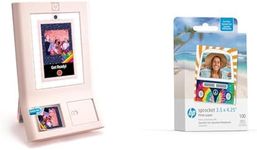 HP Sprocket Photobooth Instant 3x4” Color Photo Printer (Pink) Capture & Customize with 250+ Frames Sprocket 3.5 x 4.25” Zink Sticky-Backed Photo Paper (100 Pack)
