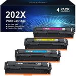 Tounker 202X Toner Cartridge 4 Pack - High Yield 202A Compatible Replacement for HP Color Pro MFP M281fdw M281cdw M254dw, Laserjet M281 M254 Series | CF500X