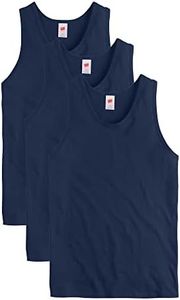 Hanes Men's Essentials Top Pack, Midweight Cotton Tanks, Sleeveless Shirts, 3-Pack, Athletic Navy