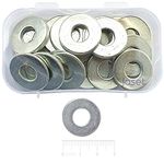 Jaset Innovations Hardware Plain Flat Washers – # 10x22 – 10mm Inner Diameter, 22mm Outer Diameter – White Zinc Plated – 50 Pieces