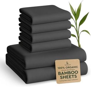 BAMPURE 6 Pcs Queen Sheet Set - 100% Pure Viscose derived from Bamboo Queen Size - Super Soft Queen Cooling Sheets for Hot Sleepers - Up to 16’’ Deep Pocket Queen Sheets (Black)