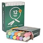 kedudes Chalk for Kids - 24 Pack Non-Toxic Colored Chalkboard Chalk - 12 Pack of Dustless White Chalk - 12 Pack of Assorted Colored Chalks - Premium Kids Chalk - (2 Boxes, White and Multicolor)