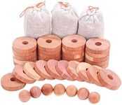 Homode Cedar Chips and Balls, Fresh Cedar Wood Rings and Cedar Sachets Bags for Clothes Shoes Storage, Ideal for Closets and Drawers, 40 Pack