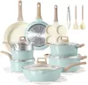 CAROTE 21-Piece Ceramic Pots and Pans Cookware Set, Non Stick Induction Cook Ware Kitchen Cooking Set Non-Toxic Health, PFAS Free