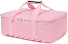 GYEUKHAM Insulated Casserole Carrier Bag - Large Portable Hot and Cold Food Storage Tote with Handles Thermal Bag for Parties, Potlucks, Picnics, Camping, Travel,Pink