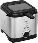 VonShef Deep Fat Fryer- Stainless Steel 1.5L Fryer with Easy to Use Adjustable Temperature Control, Indicator Lights, Observation Window, Non-Stick Removable Basket for Easy Clean & Non-Slip Feet