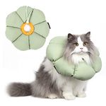 Cat Cone Collar,Cute Waterproof Cat Recovery Collar,Anti-Bite Lick Wound Healing Safety Elizabethan e Collar for Cats,Green Flower All-Season Style