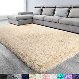 Beige Super Soft Area Rug for Bedroom,6x9,Fluffy Rugs,Shag Carpet for Living Room,Furry Rugs for Girls Boys Room,Shaggy Rug for Kids Baby Room,Nursery,Dorm,Big Rug,Non-Slip Rug,Beige Carpet,Rectangle