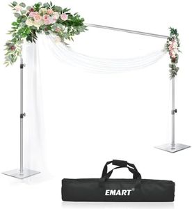 EMART Heavy Duty Backdrop Stand, 2mx3m/ 6.5x10 ft Adjustable Background Support System Kit with Steel Base for Photography, Photo Video Studio, Birthday Parties - Sliver