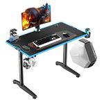 EUREKA ERGONOMIC Metal Finish Colonel Series GIP-44B Gaming Home Office PC Polygon Legs Design Computer Desk Tables with RGB LED Lights, Black, 44 Inch