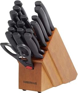 Farberware 18-Piece Never Needs Sharpening Tri-Star Handle in Natural Finish Block