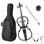 Black Metallic Electric Cello with Ebony Fittings in Style 1 (Full Size) (Metallic- Black-Cellos)