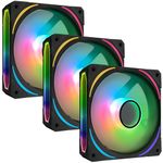 RGB Fans 120mm PWM Fans 3 Pack PC argb Fans, HA-120 pc pwm RGB Fans with 12v 4pin pwm and 5v 3pin argb Plug, Infinity Mirror ARGB Addressable Lighting - Low Noise Computer Fans for PC Cooler and Case