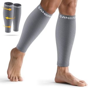 CAMBIVO 1 Pairs Calf Compression Sleeves (15-20mmHg) for Daily Support ‒ Professional Performance Leg Sleeves for Running Recovery & Shin Splint Relief ‒ Breathable 3D Knit for Nurses, Travel & Fitness (Pure Gray, XXL)