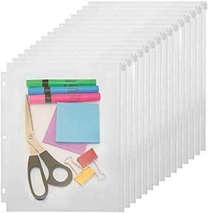 YoeeJob 3 Holes Clear PVC Zipper Binder Pocket Insert Pages Letter Size, 8 1/2"x 11 Loose Leaf Binder Filing Storage Bags 15 Per Pack