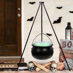 Halloween Decorations Outdoor - Halloween Party Decorations - Large Witches Cauldron on Tripod with Lights - Black Plastic Bowl Decor - Hocus Pocus Candy Bucket Decoration for Home Porch Outside