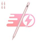 Stylus Pen for iPad Pen 5-10Mins Fast Charging, Stylus Pen Compatible with Apple Pencil for 2018-2023 iPad Drawing Writing, Anti-Palm Mis-Touch, Tilt Sensitivity, Magnetic Design (Pink)