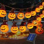 Upgraded Solar Pumpkin Lights for Halloween Decorations Outside,2024 Newest Spooky Pumpkin Lights String for Outdoor Halloween Yard Decoration,Porch Decor,Halloween Camper Party Door Window Tree Decor