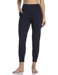 Colorfulkoala Women's High Waisted Joggers with Pockets Full Length Sweatpants & Lounge Pants(L, Navy Blue)