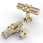 9BUILD 10 Pack 2 Inch Brushed Gold Cabinet Knobs Knurled Kitchen Cabinet Knobs Gold Drawer Knobs Dresser Knobs Kitchen Knobs for Cabinets Knobs for Cabinets and Drawers T Bar Knobs