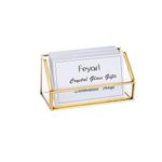 Feyarl Glass Gold Business Card Holder Horizontal Clear Business Name Card Display Stand Office Counter Display Business Card Organizer Storage for Company Office Desktop Countertop