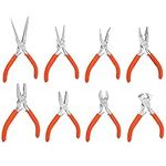 Kurtzy 8 Pack Mini Jewellery Plier Tool Kit Set with Soft Grip Handles - Precision Wire Cutters, Needle, Round & Bent Nose Pliers - Tools for Making Crafts, Beading, Electrical & Electronics