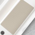 Bligli Non Slip Bathtub Mat, 16.9x36 inches Extra Long Bath Mats with Strong Suction Cups, Soft Rubber Shower Stall Mat for Bathroom, Durable and Machine Washable (Brown)