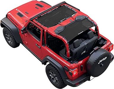 Shadeidea JL Sun Shade for Jeep Wrangler 2 Door Top Sunshade (2018-2023), Front & Rear - Black Mesh Screen Wrangler Cover, UV Blocker with Grab Bag Pouch - 10 Year Warranty