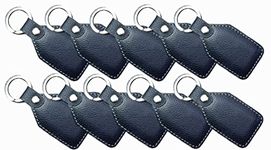 GIMNER 10 Pieces Genuine Leather Key ring/Leather Keychain/Key Holder for Home, Daily Usage (Pack of 10) (Black, Genuine Leather)