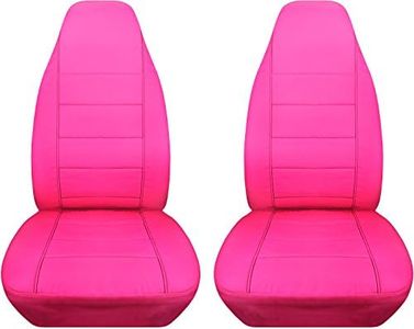 Totally Covers Solid Car Seat Covers: Hot Pink - Universal Fit - Front - Buckets - Option for Airbag, Seat Belt, Armrest & Seat Release/Lever Compatible (23 Colors)
