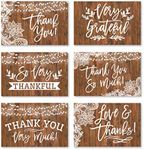 24 Rustic Wood Thank You Cards With Envelopes, Great Note For Adult Funeral Sympathy or Gift Gratitude Supplies For Grad, Birthday, Baby or Country Western Bridal Wedding Shower For Boy or Girl Kid