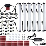 Litever Under Cabinet LED Lighting Kit Hardwired Plug in,Dimmable, 6 PCS 1 FT Long LED LED Bar Strip per Kit, 31W 2000 Lumen in Total, Accessories Included,Warm White 3000K (6 Bars Kit-CA)