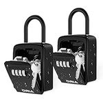 AMIR Wall Mounted Key Safe Box, Weatherproof 4 Digit Combination Key Storage Lock Box, 5 Keys Capacity with Removable Shackle for Indoor Outdoor, Small Size 3.66inch, 2 Pack