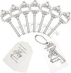 WODEGIFT 100 pcs Wedding Favors Key Bottle Opener Necessary for Large Wedding, Wedding Gifts Skeleton Key Bottle Openers with Escort Tag Cards and Key Chains(Silver)