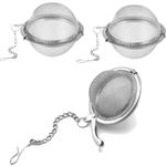 3 Stainless Steel Pieces Mesh Tea Ball Infuser，Tea Strainer Infuser Ball Stainless Steel Mesh Tea Ball Infuser with Extended Chain Hook for Brew Loose Leaf Tea and Spices & Seasonings