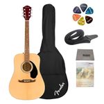 Fender FA-125 Dreadnought Acoustic Guitar With Gig Bag, Polishing Cloth, Strap, Picks & E-Book