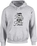 Hippowarehouse Looks Like a Beauty Drinks Like a Beast Unisex Hoodie Hooded top (Specific Size Guide in Description) Grey