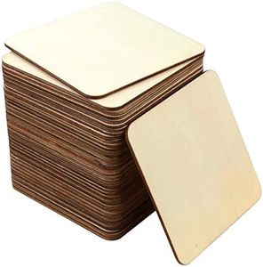 SKPPC 40Pcs Unfinished Laser Engraving Carving Blank Wood Pieces for Painting, Coasters, DIY Arts Craft Project, Staining and Decorations