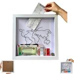 Adventure Archive Box, Travel Collection Box, Travel Shadow Box Frame, Memory Shadow Boxes Display Cases for Keepsakes Display, Ticket Holder and Photos (12"x12")