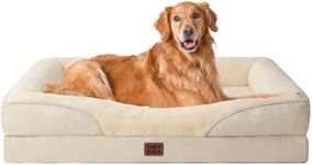 EHEYCIGA Memory Foam XL Dog Bed for XLarge Sized Dog, Extra Large Orthopedic Dog Sofa Bed with Sides and Waterproof Liner, Washable Bolster Pet Bed Couch with Removable Cover, 42x30x7.5 Inch, Beige