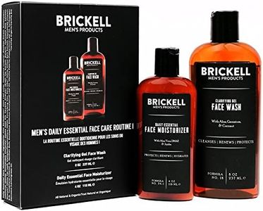 Brickell Men's Daily Essential Face Care Routine I, Gel Facial Cleanser Wash and Face Moisturizer Lotion, Natural and Organic, Scented