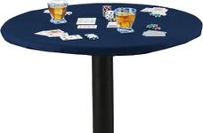 Feltectors Felt Card Game Table Cover for Poker, Mahjong, Domino, Bridge and Board Game, Elastic Fitted Tablecloth for 36 to 48 Inch Round Tables - Blue
