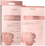 AZURE Rose & Collagen Hydrating Under Eye Pads - Anti Aging, Revitalizing & Moisturizing Eye Mask Patches - Reduces Fine Lines, Wrinkles, Dark Circles & Puffiness - Skin Care Made in Korea - 5 Pairs