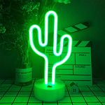 LED Cactus Shaped Neon Signs Light with Holder Base Table Decoration Night Lamp with Battery Powered/USB Neon Lights for Kids Room Party Supplies Table Decoration Children Gifts Art Dorm Decor Sign