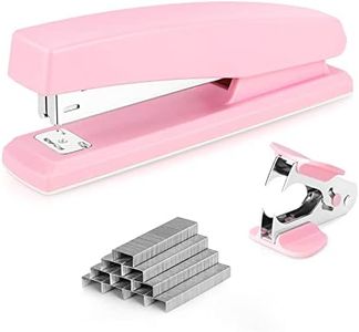 Deli Stapler, Desktop Stapler, Office Stapler, 25 Sheet Capacity, Includes 1000 Staples and Staple Remover, Pink