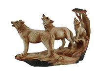 Zeckos Howling Wolf Family Carved Wood Look Resin Statue