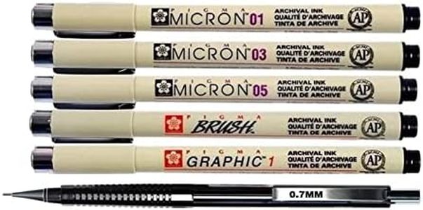 Manga-SET - Sakura Pigma MANGA Set de 6 - Micron, graphique, pinceau et crayon mécanique (6 stylos, noir)