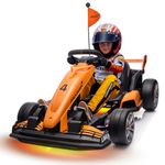 24V Kids Electric Go Kart, Licensed McLaren F1 Drift Kart Car with Dual 200W Motors, Adjustable Seat, 6 Safety Upgrades, CVT Speed Mode, Anti-Skid Tires & LED Lights for Ages 6-12 (Orange)