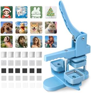 Square Magnet Button Maker Kit Badge Maker Machine 50mm*50mm with 100 Set Square Magnet Button Making Supplies DIY Square Photo Badge Button Press Machine Pin Badge Maker (Blue, Fridge Magnet)